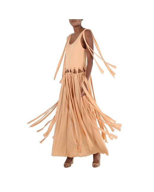 Chloé Natural Smoked Ochre Layered Knotted Maxi Dress