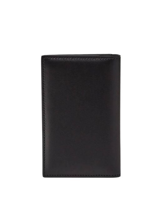 Ferragamo Black Signature Vertical Leather Card Case for men