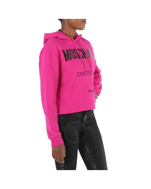 Moschino Pink Couture Logo Print Hooded Sweatshirt