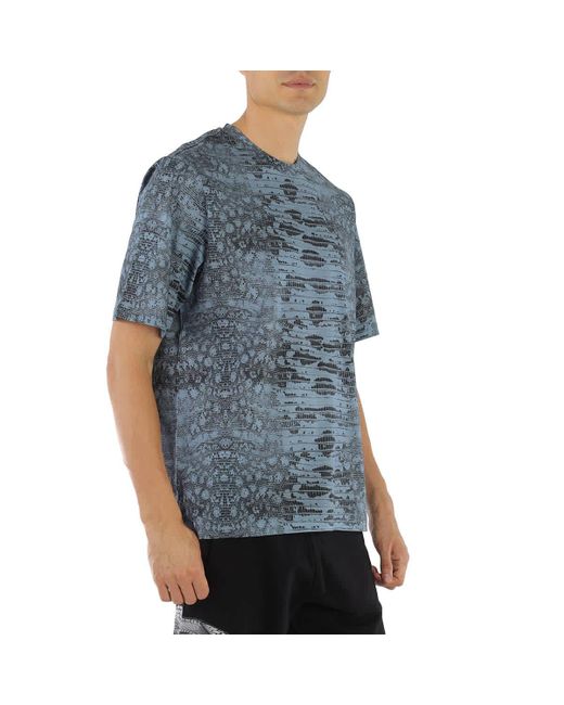 Roberto Cavalli Blue Lizard Print T-shirt for men