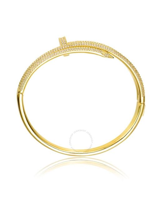 Rachel Glauber Metallic Gold Plated Cubic Zirconia Bangle Bracelet