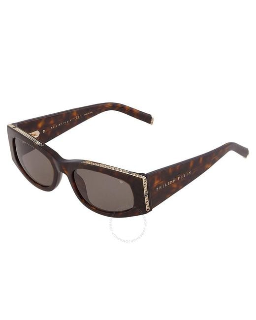 Philipp Plein Black Grey Oval Sunglasses Spp025s 0722 55