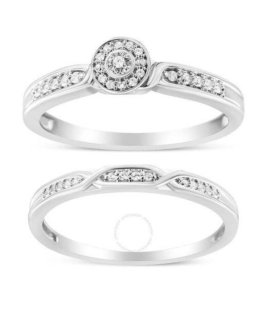 Haus of Brilliance Metallic .925 Sterling Silver Diamond Accent Frame Twist Shank Bridal Set Ring
