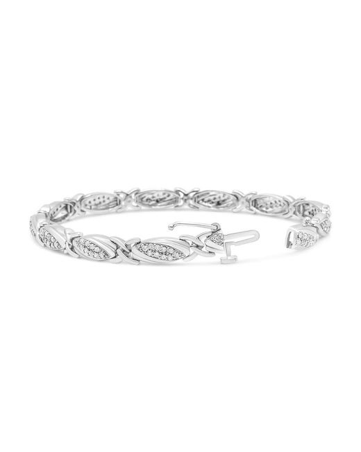 Haus of Brilliance Metallic 925 Sterling 1.00 Cttw Round Diamond X-Link Bracelet (I-J Color, I2-I3 Clarity)