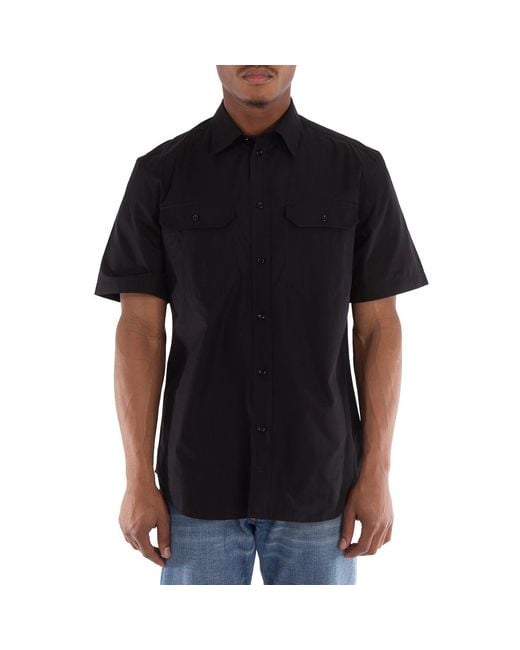 Burberry Black Equestrian Knight Motif Cotton Shirt for men
