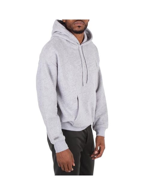 Lacoste Gray Relaxed Fit Floral Print Cotton Hoodie for men
