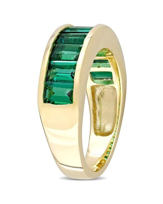 Amour Green 2 3/4 Ct Tgw Baguette-Cut Created Emerald Semi-Eternity Anniversary Band