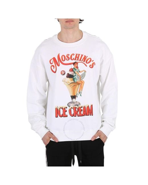 Moschino White Ice Cream Cotton Sweatshirt for men