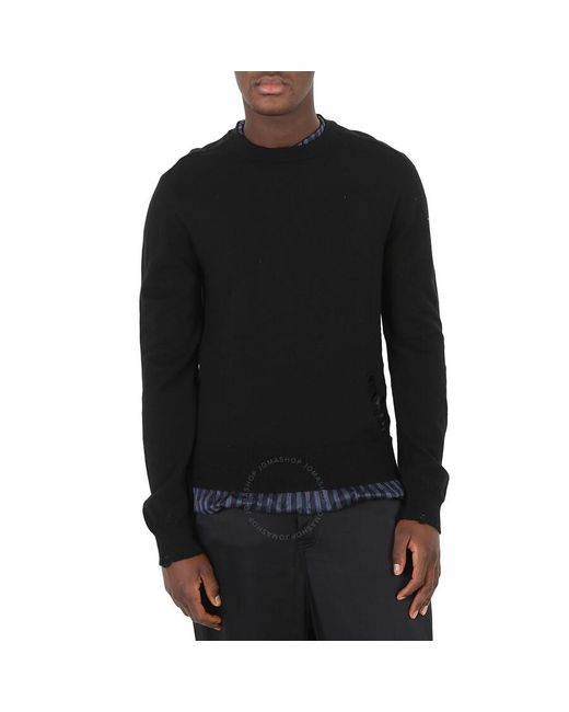 Maison Margiela Black Charcoal Distressed Wool Knit Sweater for men