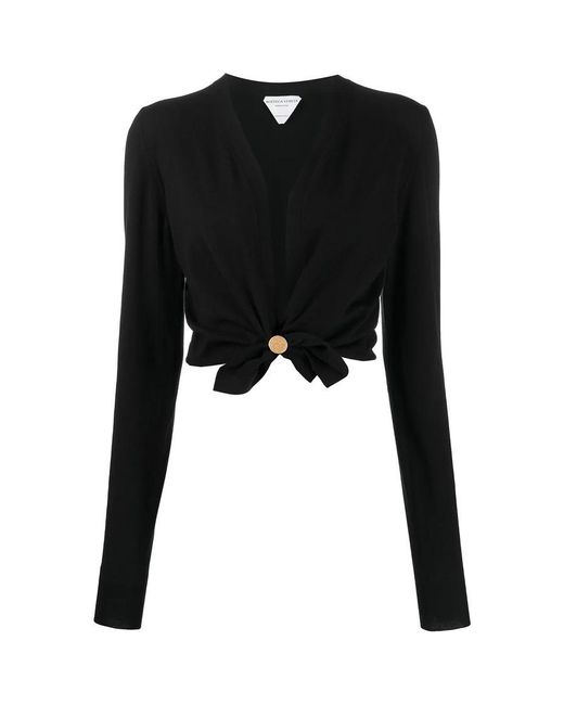 Bottega Veneta Black Twisted Cropped Cardigan, Brand Size 40 (Us for men