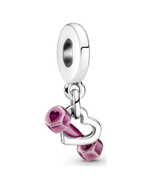 Pandora Purple Dumbbell & Heart Dangle Charm