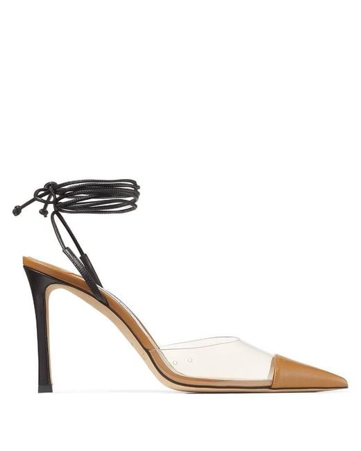 Jimmy Choo Metallic Farley 95 Pvc And Leather Pumps, Brand Size 40 Us