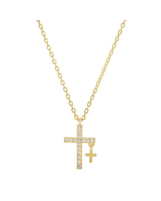 Kylie Harper Metallic 14K Over Cz Double Cross Pendant