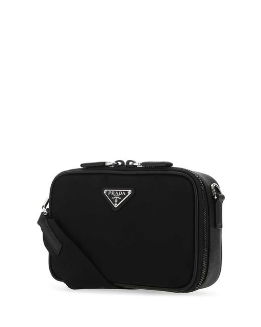 Prada Black Leather And Nylon Crossbody Bag for men