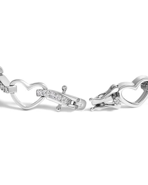 Haus of Brilliance Metallic 10K 2.0 Cttw Diamond Heart Link Bracelet