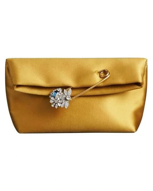 Burberry Yellow Satin The Small Pin Clutch