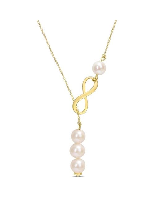 Amour Metallic 8-9Mm Cultured Freshwater Pearl Infinity Lariat Necklace