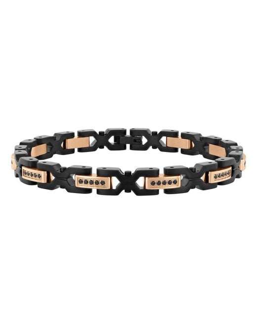 Robert Alton Black 1/2Ctw Diamond Stainless Steel With Two-Tone Finish Bracelet for men