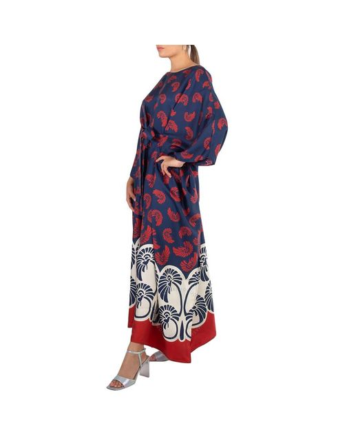 LaDoubleJ Blue Pigmy Palm Silk Twill Square Kaftan