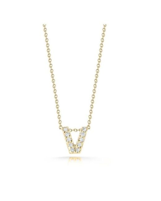 Roberto Coin Metallic 18K Tiny Treasures Diamond Love Letter 'V' Necklace