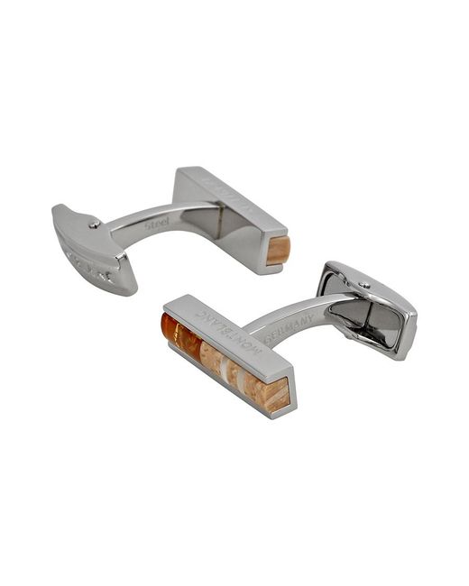 Montblanc Metallic Deco Cuff Links With Wood And Amber Inlays 111333 for men