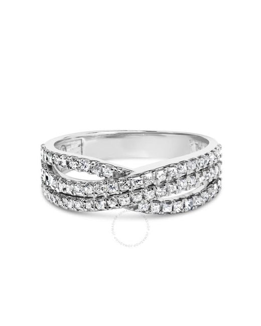 Haus of Brilliance White 10K 3/4 Cttw Princess Natural Diamond Split Shank And Weave Band Ring