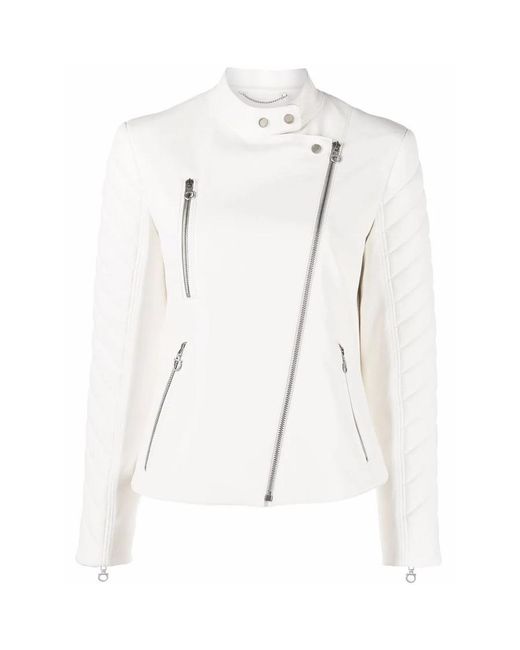 Ferragamo White Biker Leather Jacket