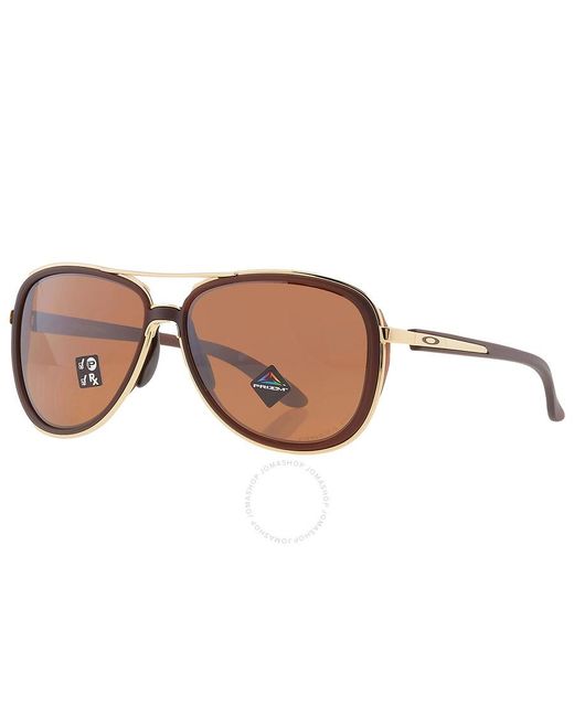 Oakley Brown Split Time Prizm Tungsten Polarized Aviator Sunglasses Oo4129 412922 58