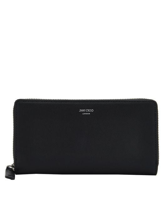 Jimmy Choo Black Phelix Zip-Around Leather Wallet for men