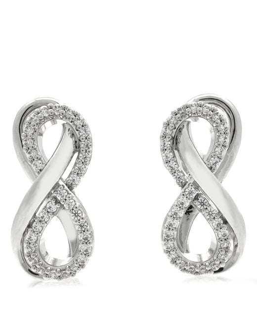 Swarovski Metallic Hyperbola Stud Earrings, Infinity, Rhodium Plated for men