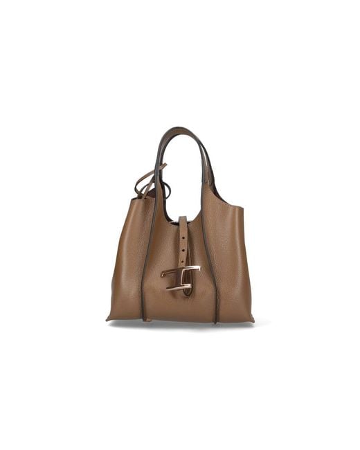 Tod's Brown T Timeless Mini Bag
