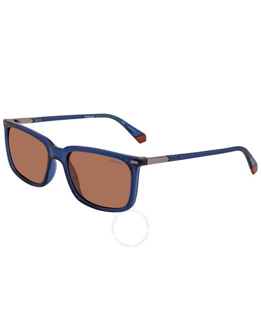 Polaroid Blue Polarized Copper Rectangular Sunglasses Pld 2117/s 0pjp for men