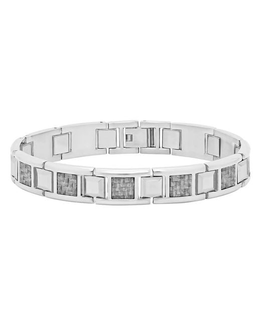 Robert Alton Metallic Stainless Steel & Tungsten Carbon Fiber Link Bracelet for men