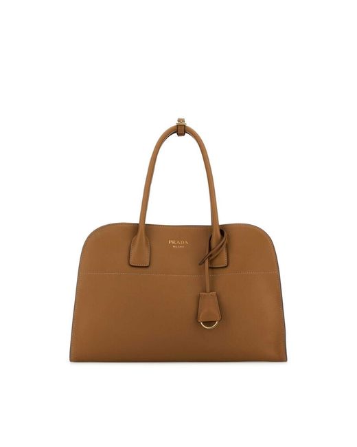 Prada Brown Camel Leather Medium Shopping Bag