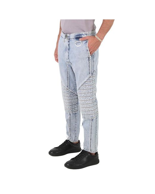 Balmain Blue Ribbed Cotton Slim-fit Jeans for men