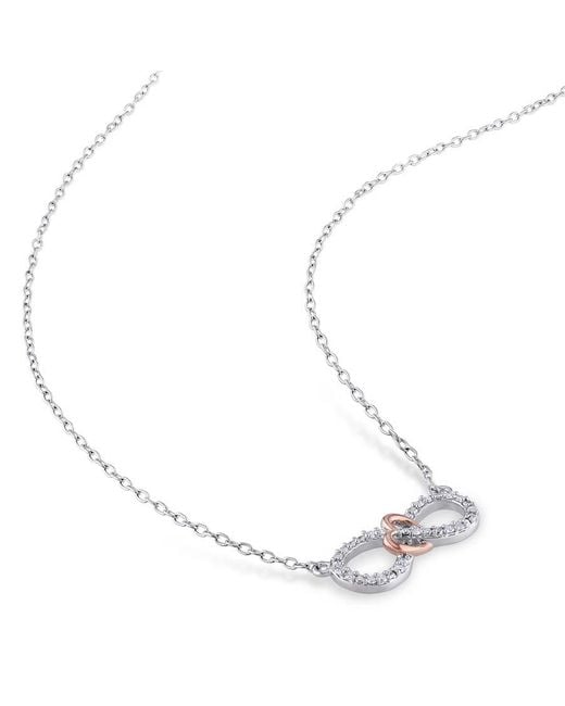 Amour Metallic 1/10 Ct Tw Diamond Infinity Heart Necklace