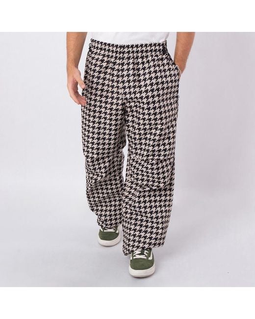 Burberry Black Workwear Houndstooth-Pattern Elasticated-Waist Trousers for men
