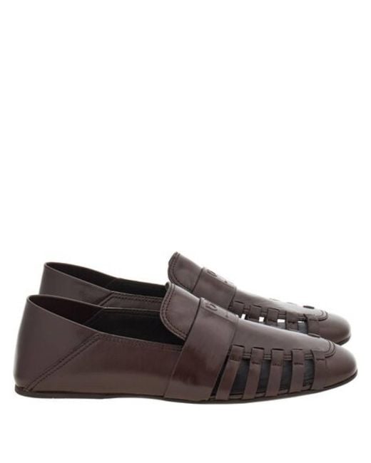 Ferragamo Brown Demi Leather Summer Loafers for men