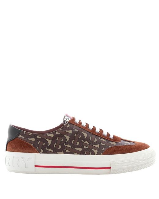 Burberry Brown Nelson Suede & Tb Canvas Low-top Sneakers