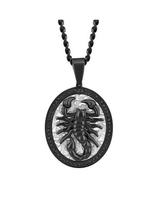 Robert Alton Black 1/4Ctw Diamond Stainless Steel With Finish Scorpion Pendant for men