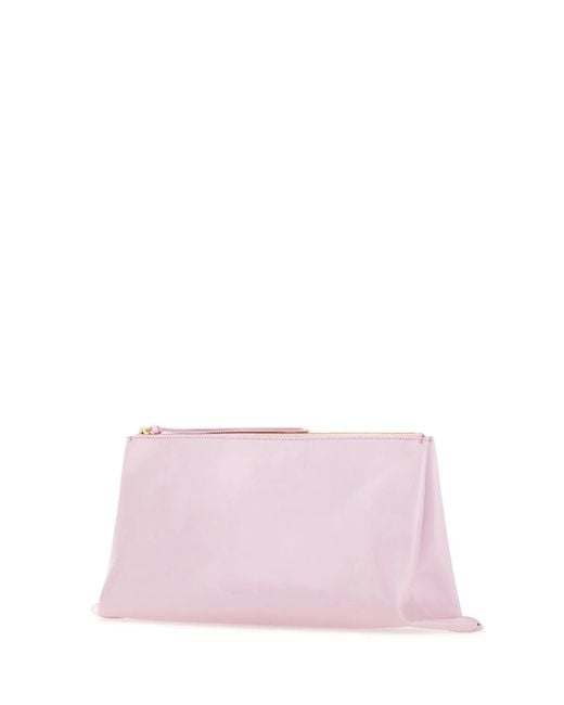 Jil Sander Pink Pastel Leather Medium Clutch