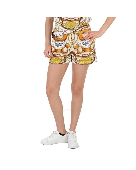 Moschino Yellow All-over Teddy Printed Shorts