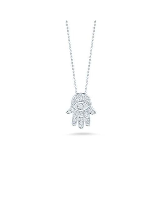 Roberto Coin 18k White Gold Tiny Treasures Diamond Hamsa Necklace