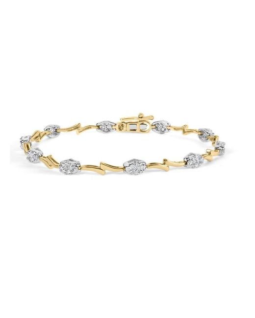 Haus of Brilliance Metallic 10K And 1.00 Cttw Diamond Oval Shaped Cluster Link Bracelet (I-J Color, Si2-I1 Clarity)