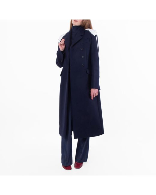 Ferragamo Blue Double-Breasted Wool Coat, Brand Size 44 Us for men