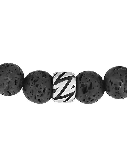 Robert Alton Black Stainless Steel Lava Bead Bolo Bracelet for men