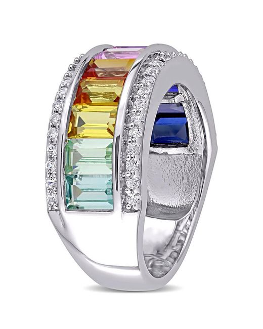 Amour Metallic 3 7/8 Ct Tgw Multi-Color Created Sapphire Eternity Ring