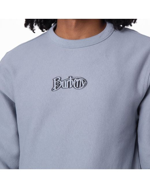 Burberry Blue Logo Crewneck Cotton-Blend Sweatshirt for men