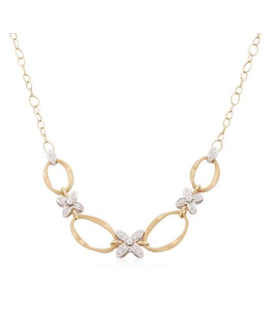 Marco Bicego Metallic Marrakech Onde Collection 18K And Half Necklace With Diamond Flowers