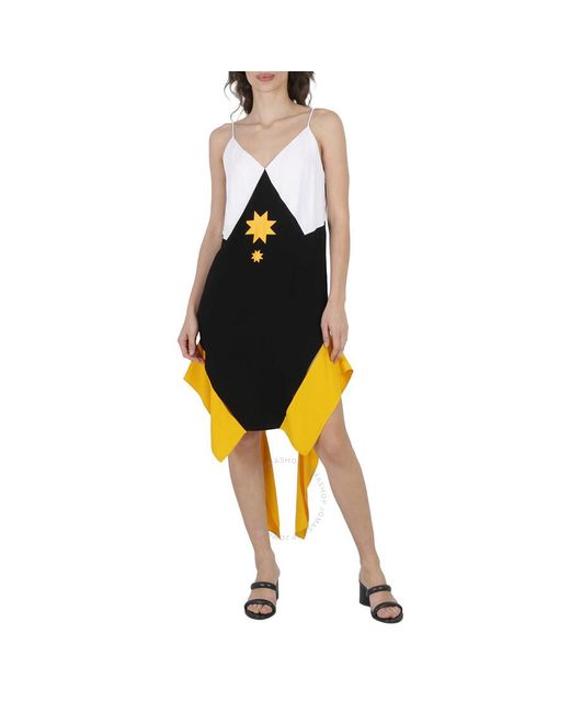 Burberry Black Panel-detail Geometric Slip Dress
